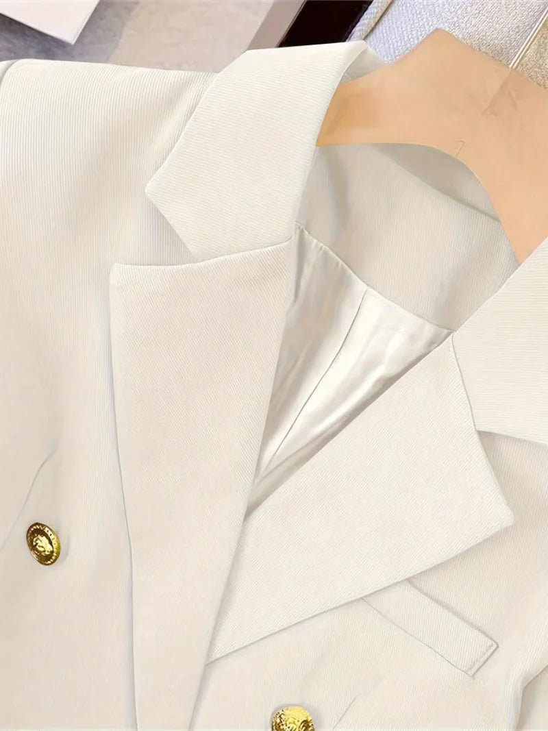 Elegante Slim Fit Damesblazer met Gouden Knopen