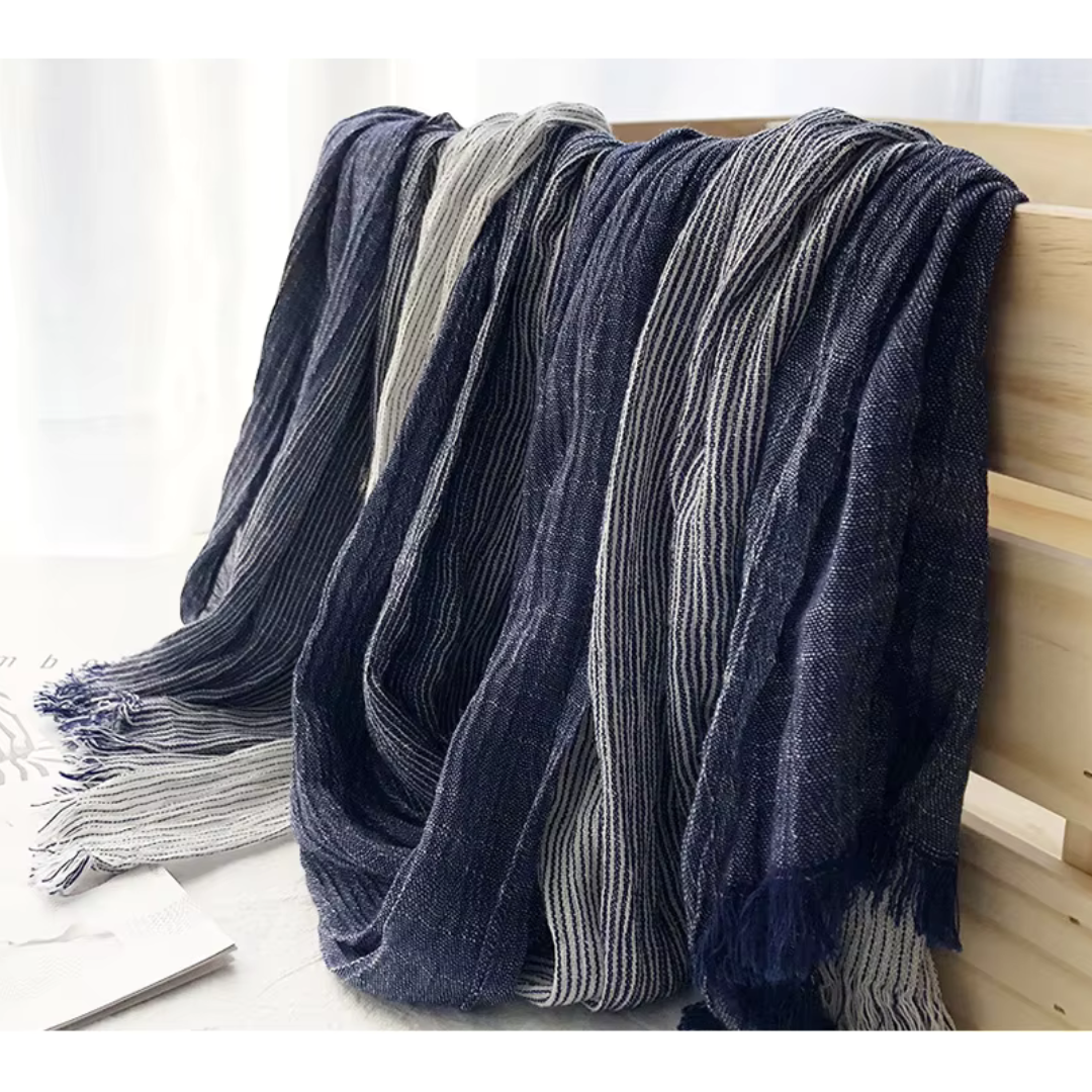 Cannes Harbor Scarf – Striped Cotton/Linen