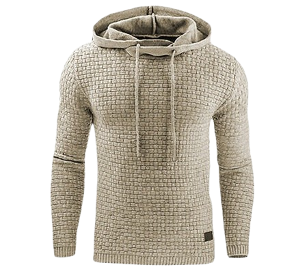 Men's Hoodie with Hood and Waffle Texture