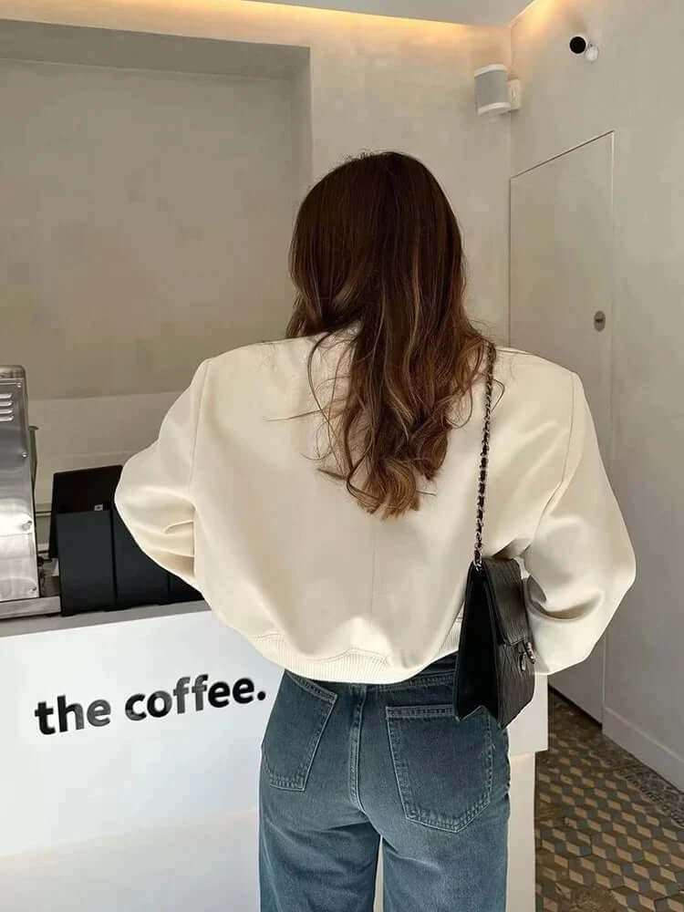 Dames Bomberjack met Zakken – Effen Kleur en Streetwear Stijl