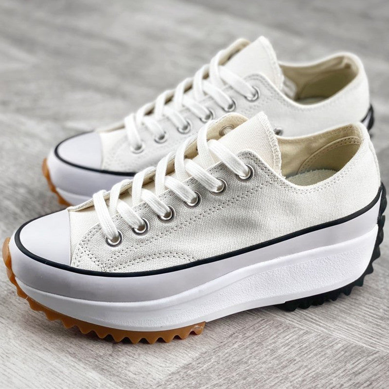 Women's Platform Sneakers – Trendy Low Canvas Shoes with Thick Sole