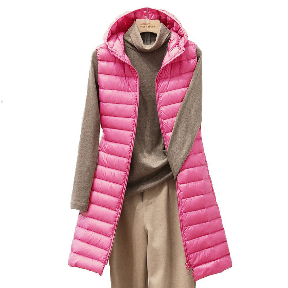 Women's Quilted Jacket with Hood - Lightweight and Mid-length - Autumn and Winter