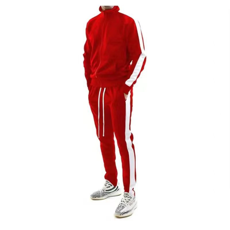 Men's tracksuit with hood and white stripes