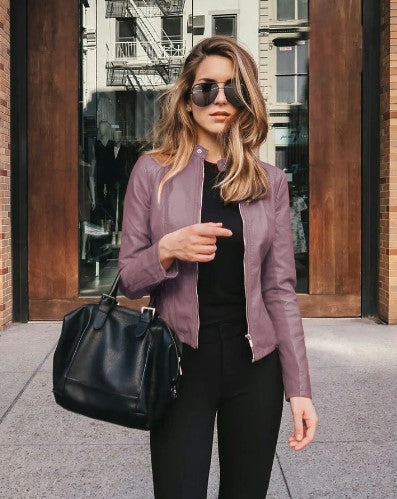 Modern Women's Biker Jacket of Imitation Leather