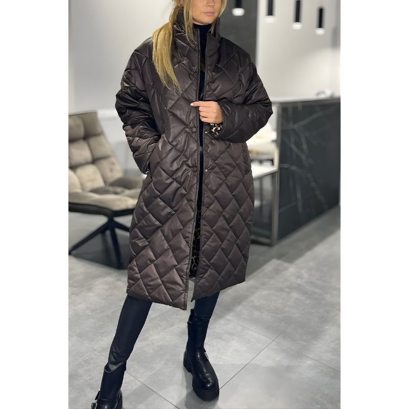 Ladies' Long Padded Coat with Snap Fasteners