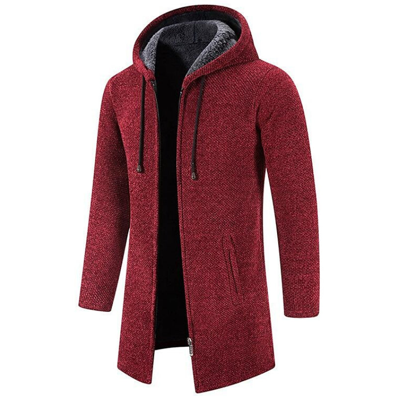 Halflang Fleece Herenvest met Capuchon en Rits