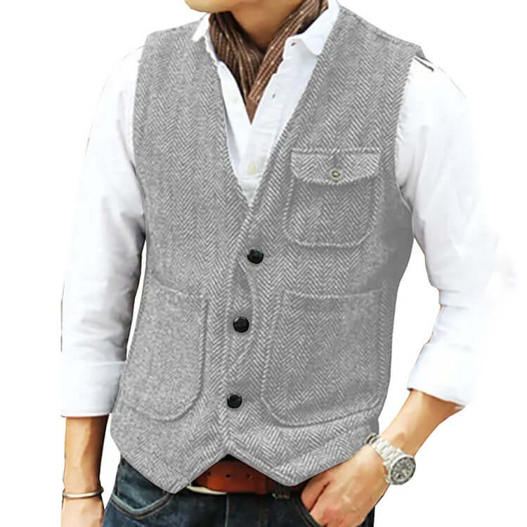 Men's Vest in Cashmere Look – Single Closure, Elegant and Comfortable