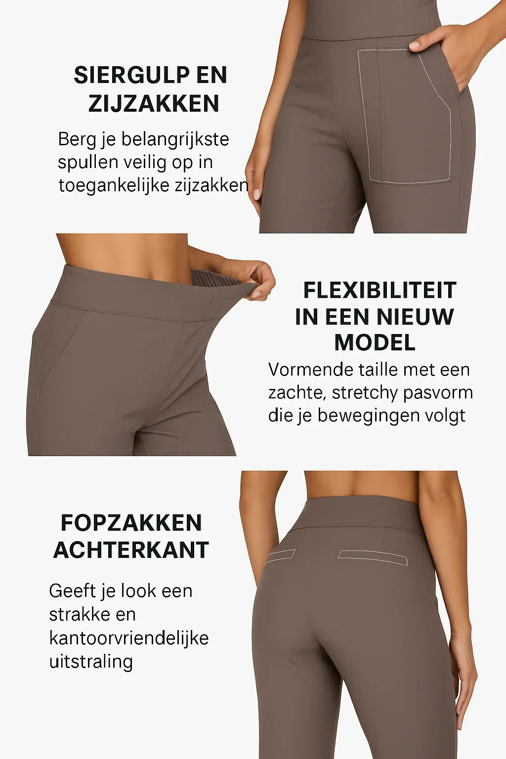 Elvira Stretchbroek Dames – Comfortabele Broek met Hoge Taille en Zakken