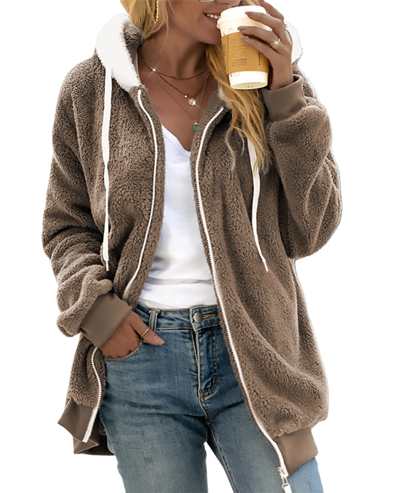 Women's Fleece Hoodie with Zipper - Warm and Comfortable