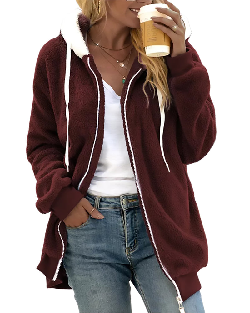 Women's Fleece Hoodie with Zipper - Warm and Comfortable