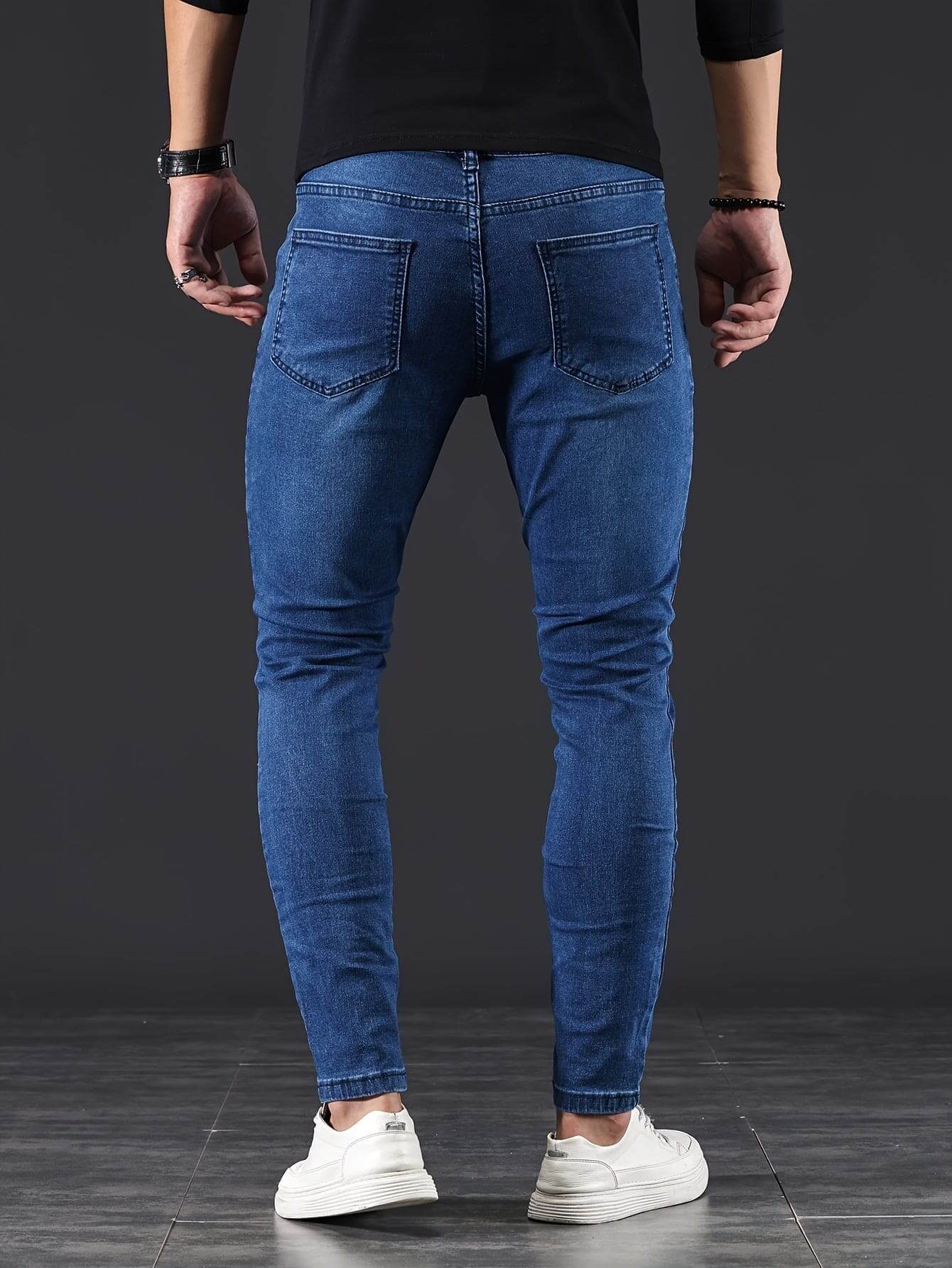Heren Skinny Spijkerbroek – Slim Fit Jeans met Rits
