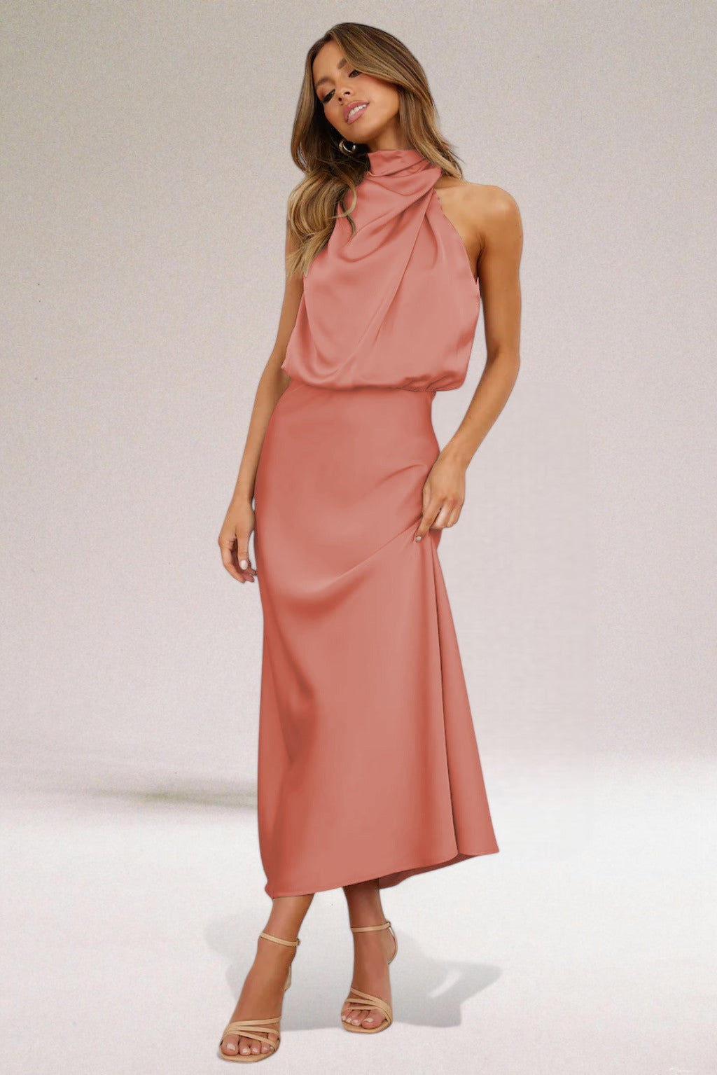 Flavia | Glamoureuze Satijnen Halter Jurk voor Dames