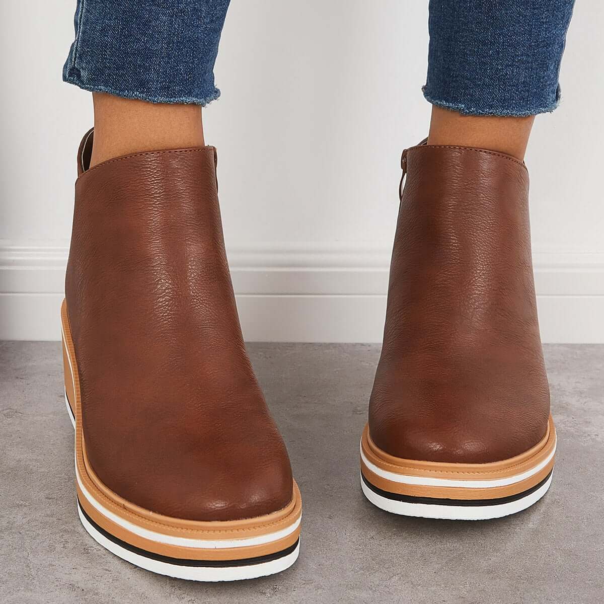 Dames Enkelboots met Rits en Plateau