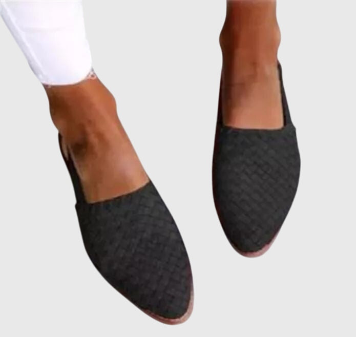 Dames Loafers | Gevlochten Design & Comfort Fit | Elegante Instappers-Schoenen – Dames – Instappers – Loafers-Myna Mode-Zwart-US 5 - UK 3-Myna Mode