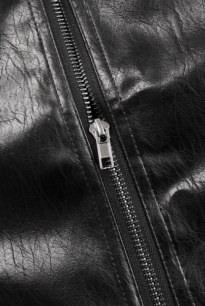 Damen Vintage Jacke mit Stehkragen aus Kunstleder