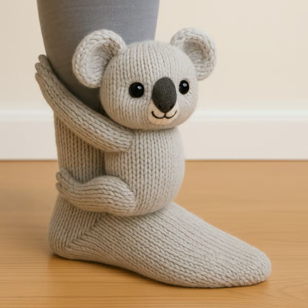 Ladies Knitted 3D Animal Socks for Indoors