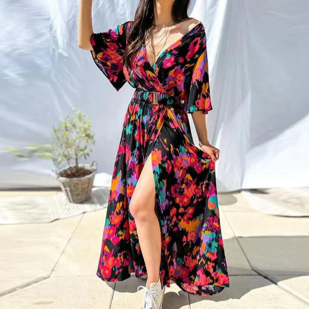 Dames Maxi Jurk | Flowing Design & Tailleceintuur | Elegant Comfort Voor Zomer, Vakantie & Casual Chic Looks