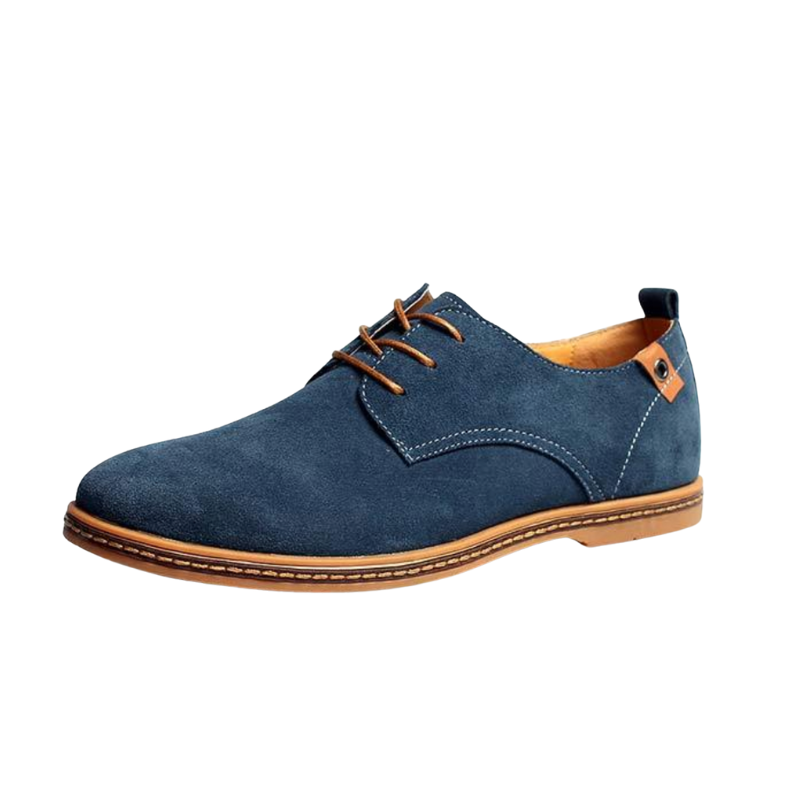 Men's Suede Oxford Lace-Up Shoes with Contrasting Heel