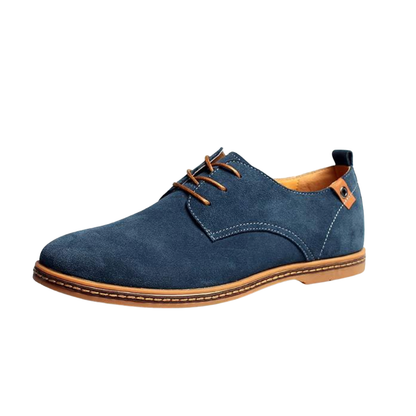 Men's Suede Oxford Lace-Up Shoes with Contrasting Heel