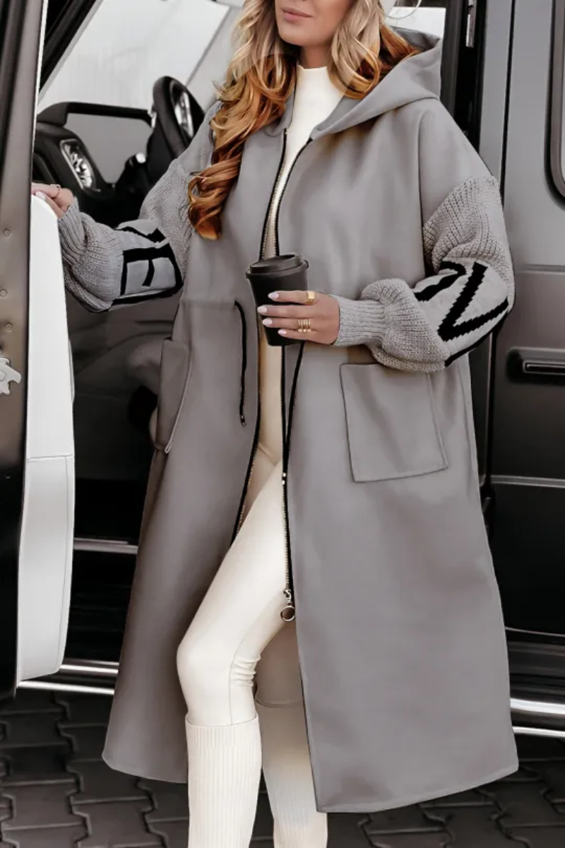 Women's Jacket with Hood and Knitted Sleeves – Patchwork | Autumn/Winter