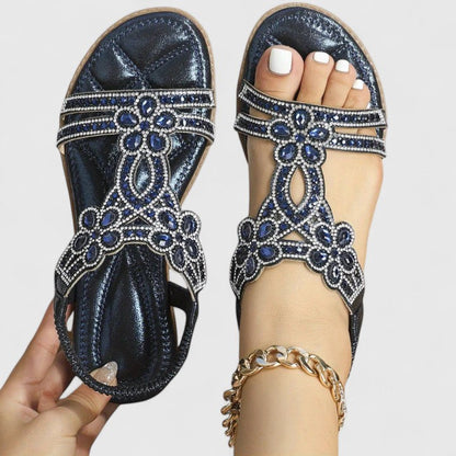 Elanora | Luxe Strass Sandalen voor Zomer en Feestelijke Gelegenheden-Damesschoenen > Sandalen > Luxe Sandalen-Myna Mode-Marineblauw-US 5 - UK 3-Myna Mode