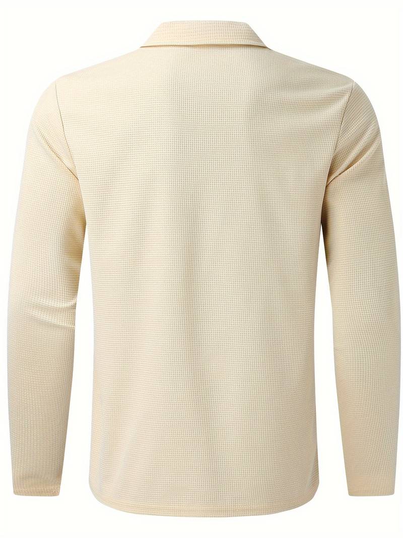 Men's Waffle Shirt with Long Sleeves and V-neck – Casual and Comfortable