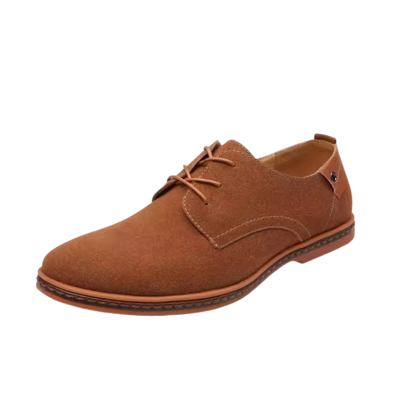 Men's Suede Oxford Lace-Up Shoes with Contrasting Heel