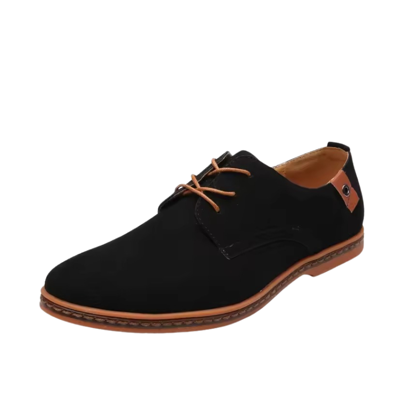 Men's Suede Oxford Lace-Up Shoes with Contrasting Heel
