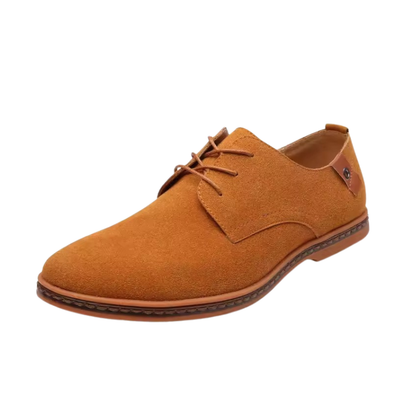 Men's Suede Oxford Lace-Up Shoes with Contrasting Heel