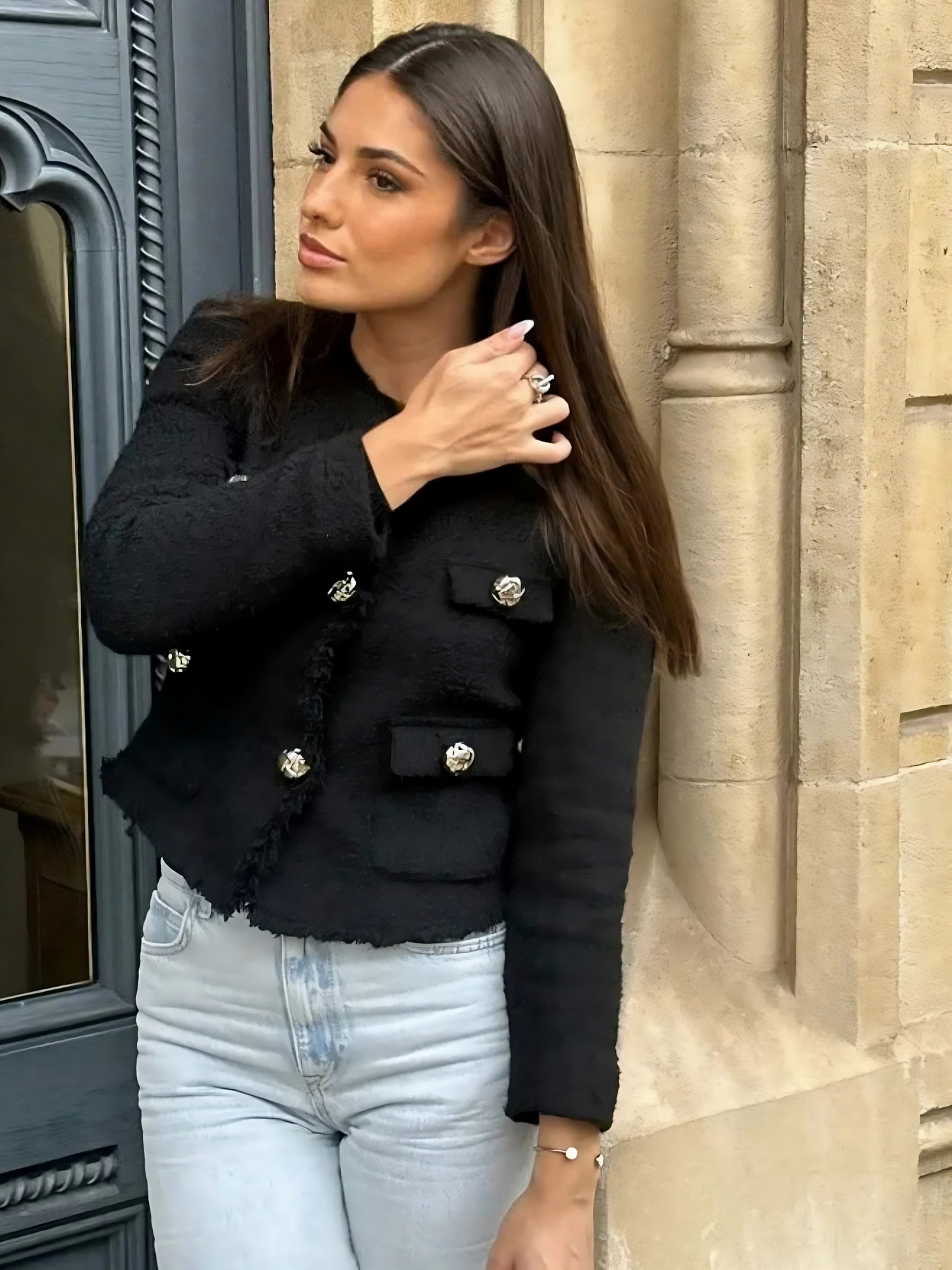 Dames Bouclé Blazer – Elegant & Tijdloos