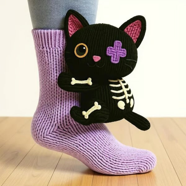 Ladies Knitted 3D Animal Socks for Indoors