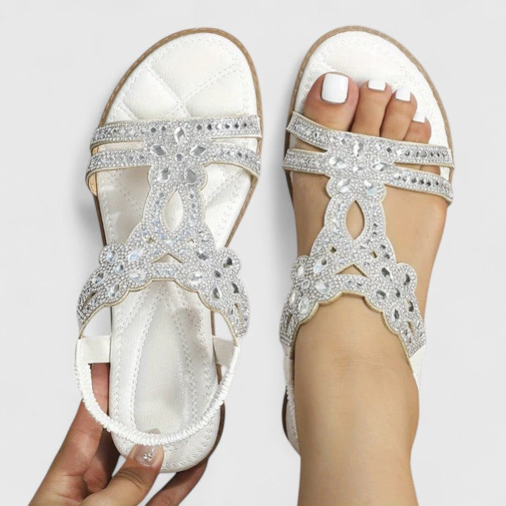 Elanora | Luxe Strass Sandalen voor Zomer en Feestelijke Gelegenheden-Damesschoenen > Sandalen > Luxe Sandalen-Myna Mode-Wit-US 5 - UK 3-Myna Mode