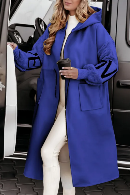 Women's Jacket with Hood and Knitted Sleeves – Patchwork | Autumn/Winter