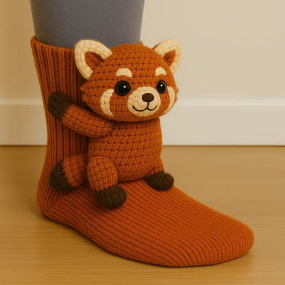 Ladies Knitted 3D Animal Socks for Indoors