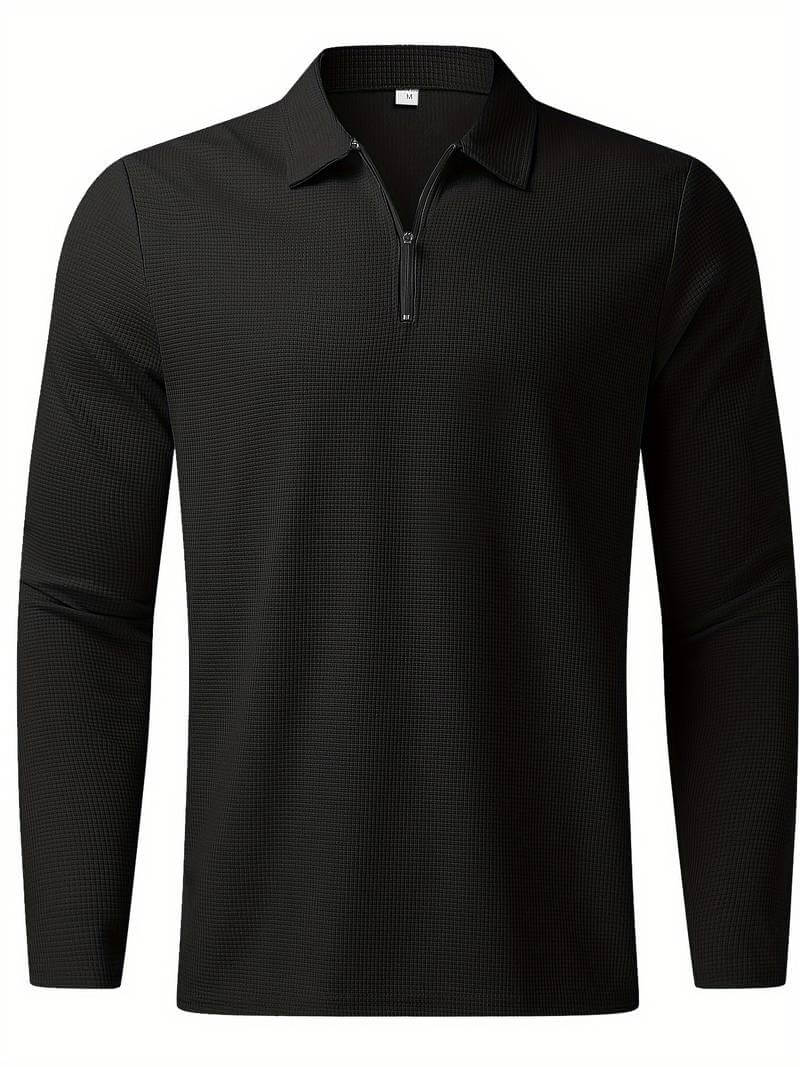 Men's Waffle Shirt with Long Sleeves and V-neck – Casual and Comfortable