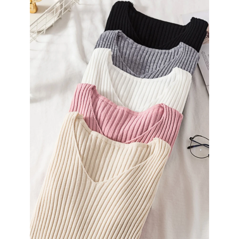 Getailleerde Geribde V-Hals Damestrui