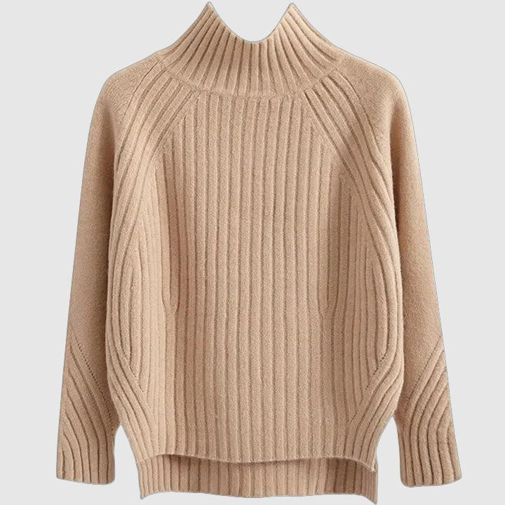 Dames geribde coltrui in mosterdgeel – Warme herfst- en wintertrui