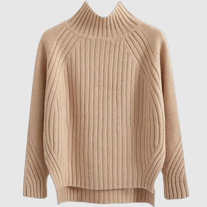 Dames geribde coltrui in mosterdgeel – Warme herfst- en wintertrui