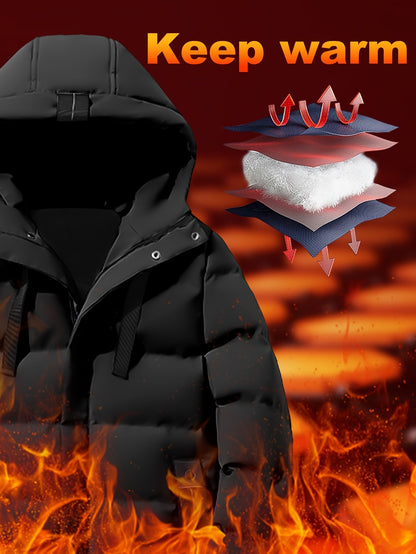 Heren Winterjas van Katoen met Capuchon en Grote Zakken