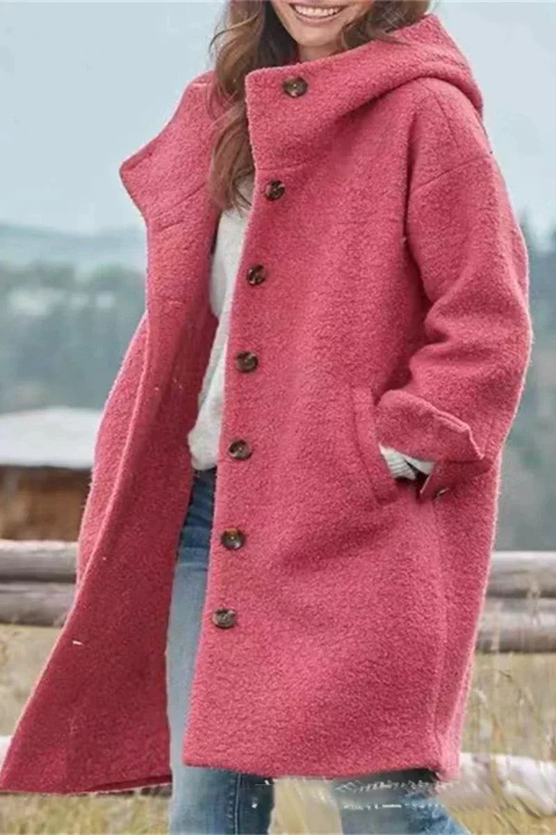 Elegant Women's Coat in Solid Color – Full Length Model for Stylish Warmth