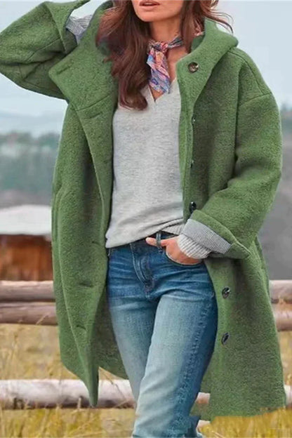 Elegant Women's Coat in Solid Color – Full Length Model for Stylish Warmth