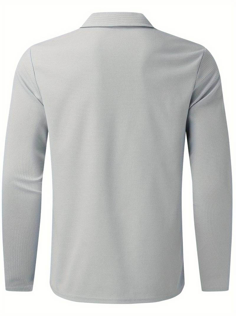 Men's Waffle Shirt with Long Sleeves and V-neck – Casual and Comfortable