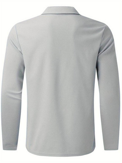 Men's Waffle Shirt with Long Sleeves and V-neck – Casual and Comfortable
