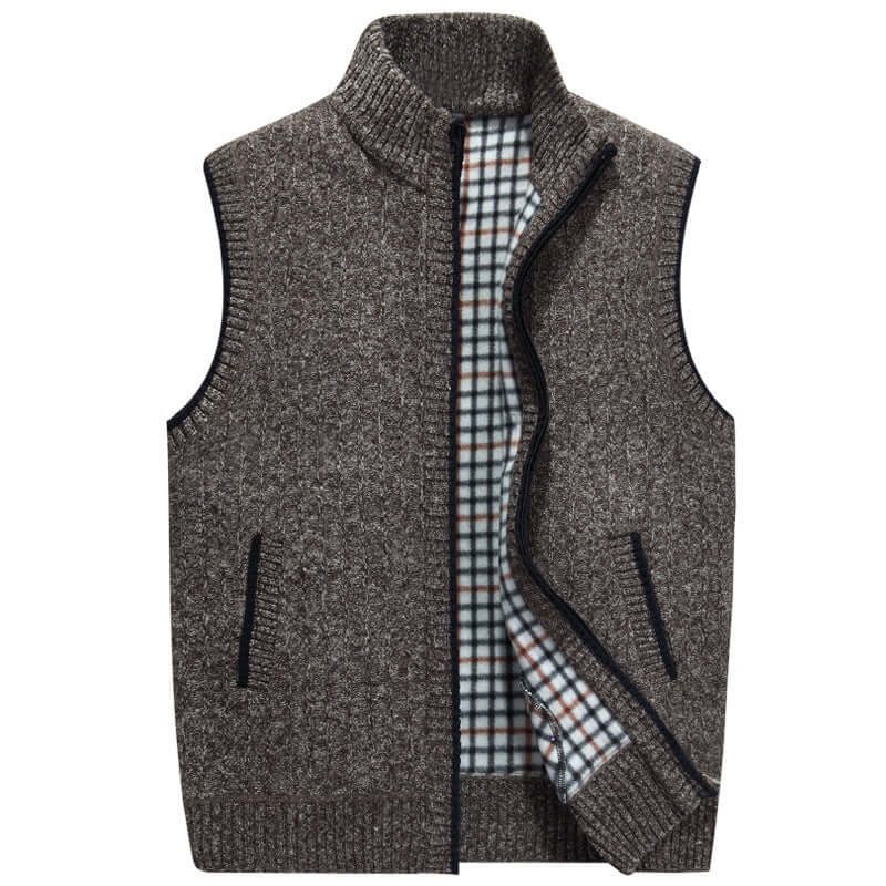 Men's Knitted Cardigan with Stand-up Collar – Stylish & Warm