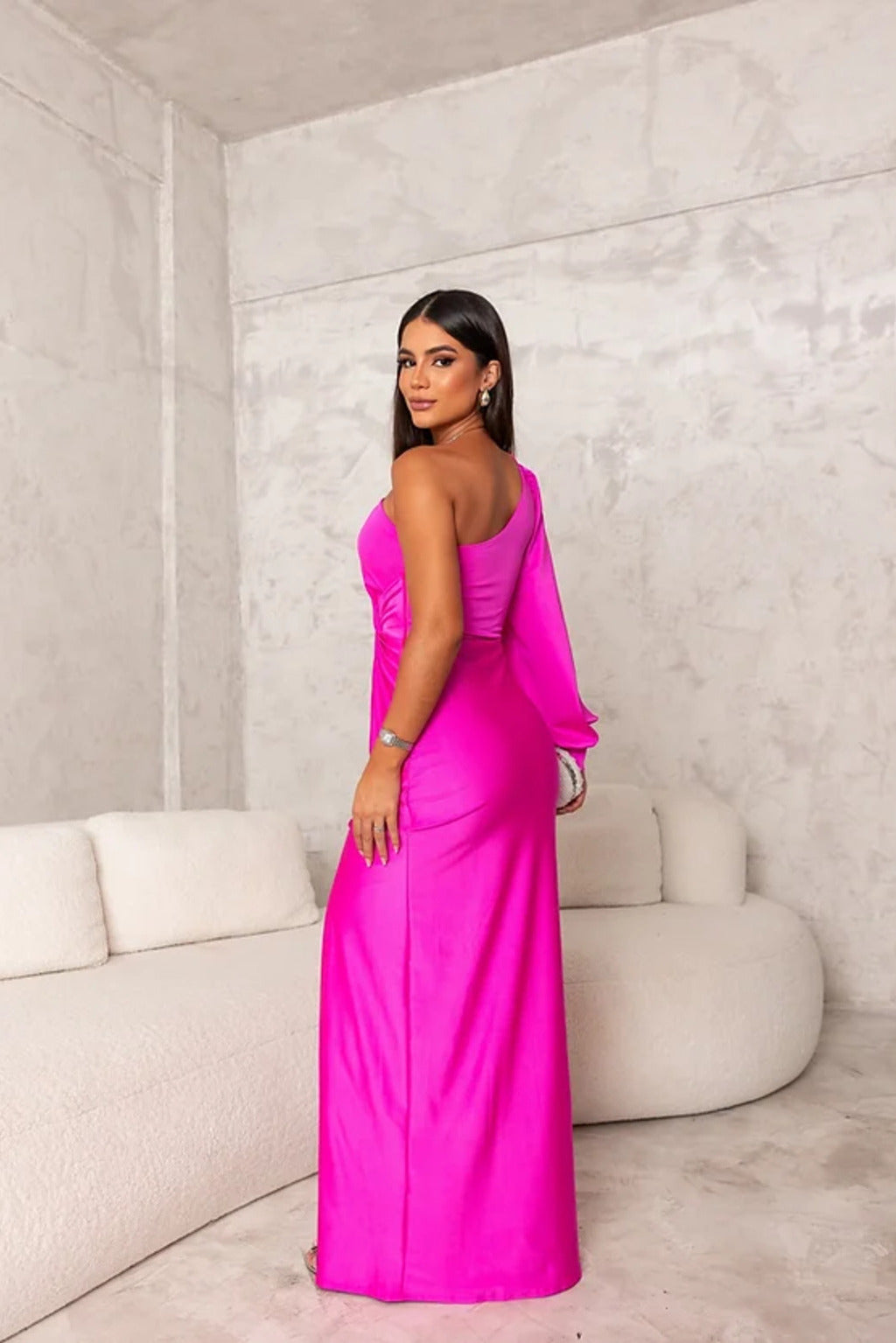 Anna™ - Elegante Satijnen Avondjurk met Split