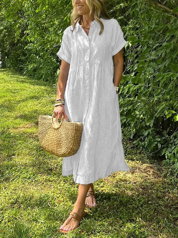 Dames Midi Jurk | Strepen & Knopen