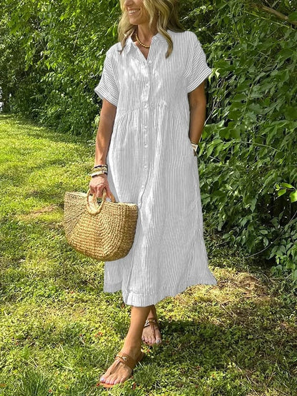 Dames Midi Jurk | Strepen & Knopen