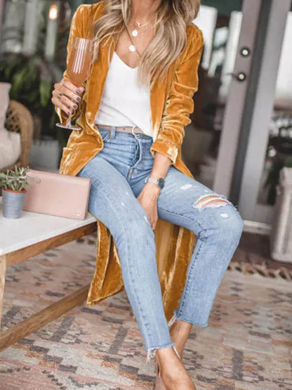 Lange Velvet Damesvest – Zacht, Elegant & Comfortabel