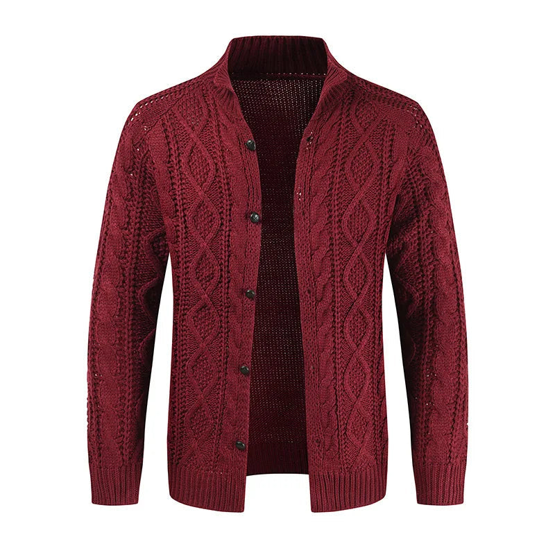 Heren Dikke Kabelgebreide Cardigan - Warm en Comfortabel