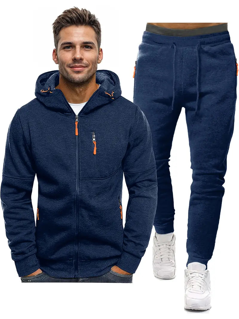 Men's Tracksuit 2-Piece – Sporty Pullover with Long Sleeves and Jogging Pants